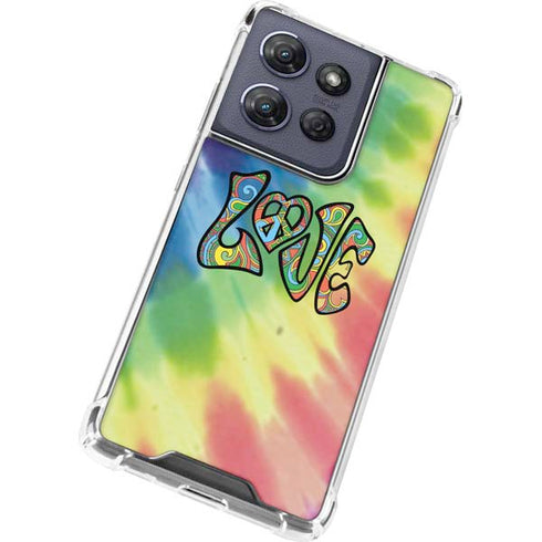 Liquid Blue Tie Dye Peace & Love Moto G Play 5G (2025) Clear Case